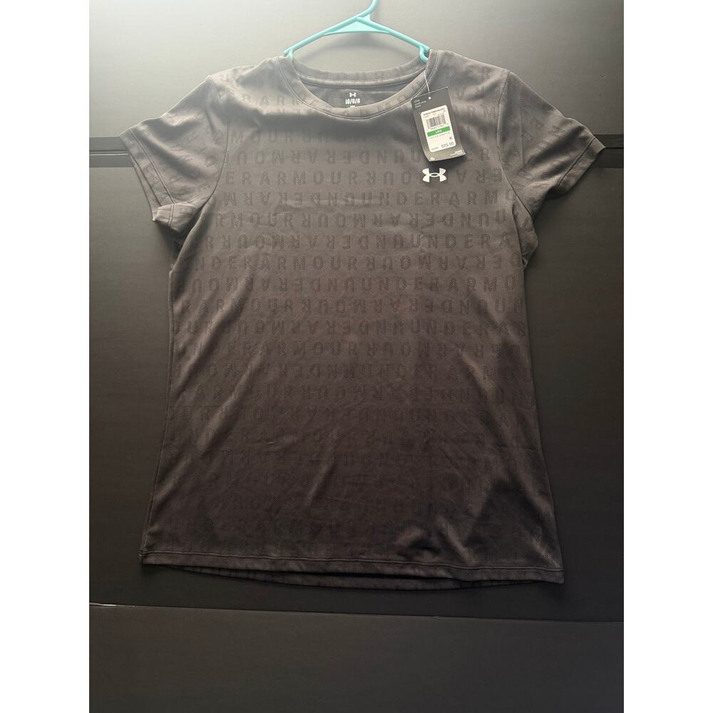 NWT Under Armour Women’s L Black Athletic Tee – Loose Fit Performance Shirt - Picture 2 of 5